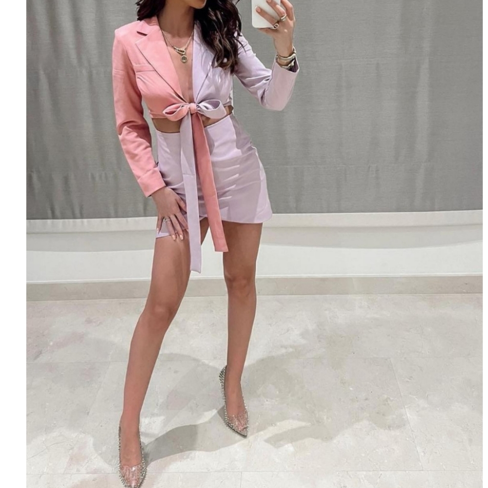 Lavish Alice Color Block Blazer Wrap Dress - Picture 2 of 16